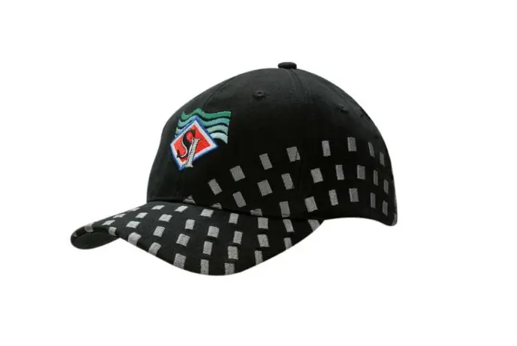 Picture of Brushed Heavy Cotton Cap with Embroidered Squares on Crown & Peak